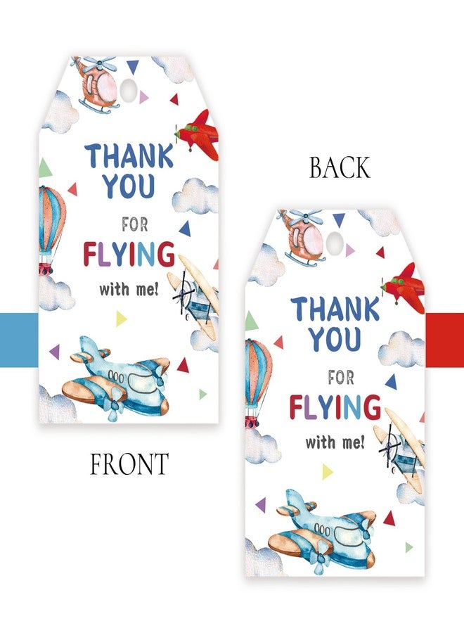 FORSHEEP 50pcs Airplane Thank You Tags, Plane Gift Tag with String for Boy Birthday Party, Thank You Paper Tags for Graduation/Adventure Begin Party Favors - Image 4